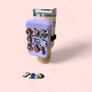 Silicone Water Bottler Caddy Pouch with 12 Moana Charms